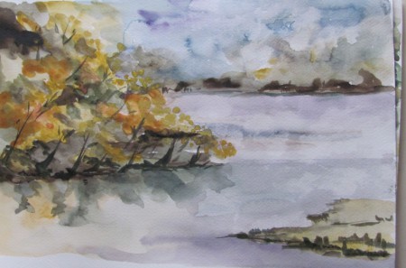 Río Acuarela 27 x 22 vendido